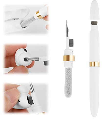 ZZLOVE Earphone Cleaner Kit Compatible AirPod/AirPod Pro, Earbud Cleaning Kit for Earphone, Laptop, Keyboard, Charging Cases, AirPods Cleaning Kit with Sponge, Brush, Metal Tip (Gold)
