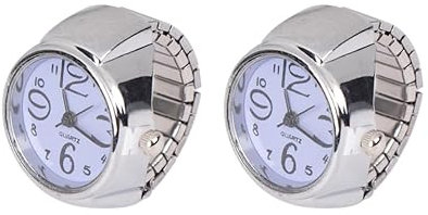 VILLCASE 2 Piezas Reloj Anillo Elástico Mujer, Metal DiseñO Elegante Dial Redondo Fácil Lectura Accesorio De Moda para Hombres Y Mujeres, Accesorio De Moda para Mujeres Y Hombres