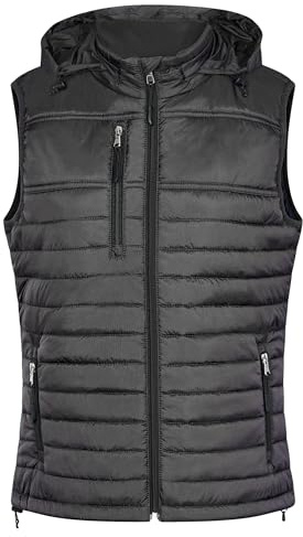 HRM Damen 1302 Women s Hooded Performance Body Warmer, darkgrey, 3XL EU