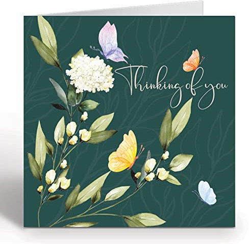 Ruby Ashley Biglietto di condoglianze con motivo floreale e farfalla, con scritta Thinking Of You, Sorry For Your Loss Card, realizzato nel Regno Unito
