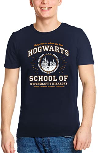 Elbenwald Harry Potter T-Shirt mit Hogwarts Hauswappen Frontprint Verschiedene Motive für Herren
