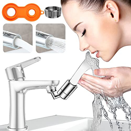 Wasserhahn Aufsatz Schwenkbar Roscid 720 Degree Wasserhahn Verlängerung Geeignet für 24 mm Außengewinde und 22 mm Innengewinde, Zwei Modi Wassersparer für Wasserhahn