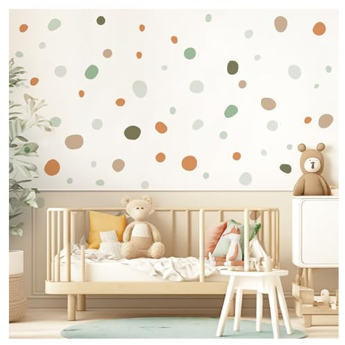 DEKO KINDERZIMMER Wandtattoo Tupfen 92 Stück Wandsticker für Kinderzimmer Dots braun Mint grau Babyzimmer Wandaufkleber Punkte Klebepunkte DK1025-2