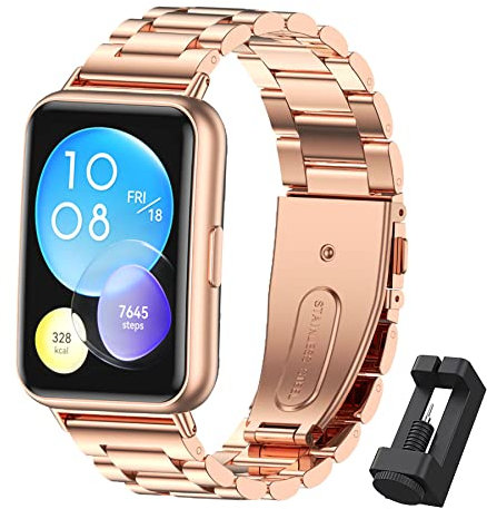 MIJOBS Ersatzband Kompatibel für Huawei Watch Fit 2 / Elegant/Active/Classic Edelstahlarmband, Metall Armbänder für Huawei Watch Fit 2 Uhrenzubehör