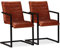 Gecheer 2er Set Echtleder Esszimmerstühle mit Stahlrahmen | Polsterstuhl Schwingstuhl Essstuhl Küchenstuhl 51 x 56 x 91 cm Braun