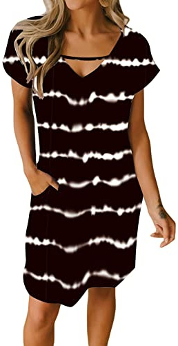 JayscreateEU Damen-Sommerkleid, Freizeitkleid, Kurzarmkleid, Strandkleid