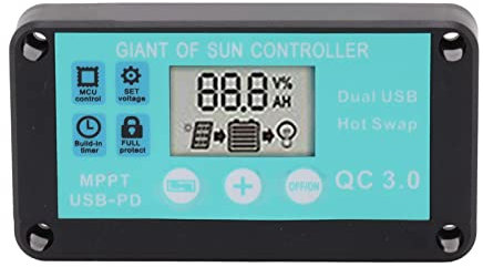 Contrôleur de Charge Solaire MPPT Affichage LCD Double Sortie USB Régulateur de Panneau Solaire de Charge Rapide 12V/24V pour L'industrie Domestique (50A)