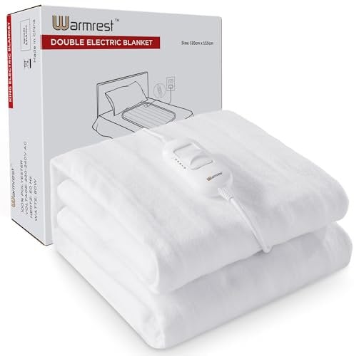Warmrest Electric Blanket Double Heated Electric Underblanket with Detachable Controller 3 Heat Settings, Premium Soft Fabric, Overheat Protection & Fast Heat Up, 120x135cm