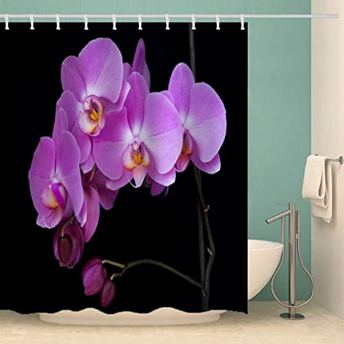 3D Duschvorhang 240x200 Orchidee Duschvorhänge Antischimmel Wasserdicht Badevorhang Orchidee Duschrollo für Badewanne Dusche Shower Curtains, 12 Duschvorhang Ringe