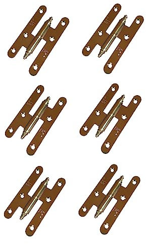 AZERODESIGN-Bisagras Puertas Madera-Bisagras para Puertas-Pernio Bisagra Puertas de Madera Interior-Material Acero con Remates-Pack 6 Unidades-Medidas100x57mm-Cantos Redondos(IZQUIERDA, DORADO BRILLO)