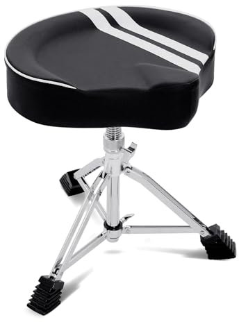 AODSK Sgabello per batteria, resistente, per batteristi adulti, regolabile in altezza e girevole, comoda superficie floccata, sgabello stile moto (nero, bianco)