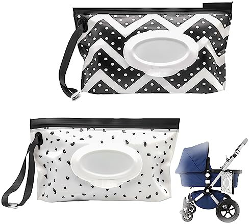 Reusable Baby Wet Wipes Pouches - 2 Pcs Travel Wet Wipes Dispensers， Portable Wipe Carrying Pouches for Baby