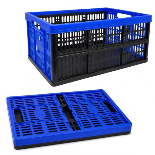 plastific 32L Collapsible Storage Box Foldable Crate with Handles Stackable