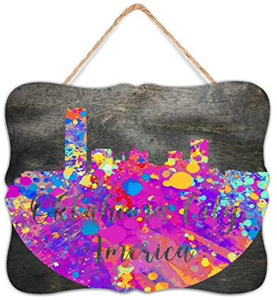 Panneau en bois rustique établi Amérique Oklahoma City Country Plaque en bois citation décorative douce ville pays beaux-arts panneaux de décoration pour étagère entrée 20,3 x 25,4 cm