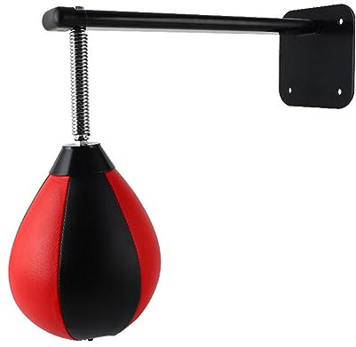 BURLOE Boxen Punchingball Boxing Ball Leder Boxbirne Training Set Hängend Wand Montiert Trainingsgeräte Geschenk Geburtstag,Schwarz