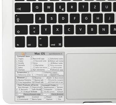 Quick Last One - Adesivo per Scorciatoie da Tastiera per Mac - Shortcut Sticker - Aumenta la tua produttività con le scorciatoie essenziali (Grigio, 1)