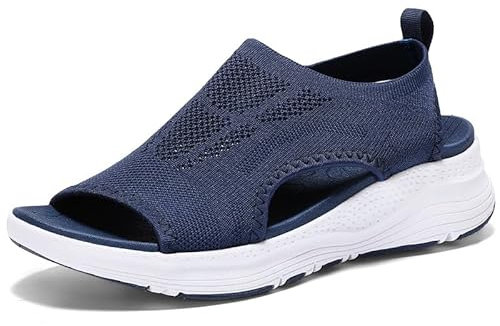 ziitop Sandalen Damen Sommer Bequem Waschbare Slingback Orthopädische Slide Sport Sandalen mit Weiche Fussbett Outdoor Wassersandalen Casual Strick Sandalen Plateau Sandalen