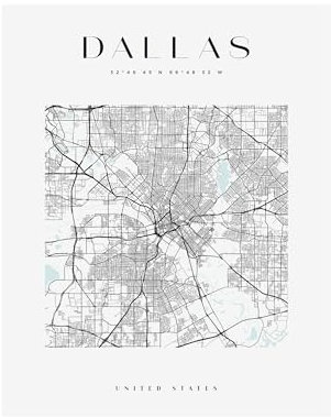 GP TONER Bilder Poster Dallas Poster Geometrische Stil Wanddekoration Moderne Wandkunst Poster Design DIN A4 21x29,7 cm ohne Rahmen