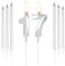 mciskin Silver 17 Birthday Candles-3D Number 17 Candle for Cake with 6pcs Long/Thin Candles Set,Silver Cake Topper for Girl Boy 17th Birthday Decorations Supplies,17th Wedding Anniversary Decorations