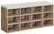 VASAGLE Schuhbank, Schuhregal mit Sitzfläche, Sitzbank mit Stauraum, Kissen, 12 Fächer, verstellbare Ablagen, für Wohnzimmer, Flur, 30,3 x 104 x 48 cm, Kamelbraun LHS012K02