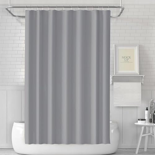 Cortinas de Ducha Resistente al Agua y al Moho PEVA 180x180cm Gris con 12 Ganchos, Ducha de Tela Lavable Impermeable Antibacteriano Secado Rápido Antimoho Dobladillo Ponderado para Baño Bañera