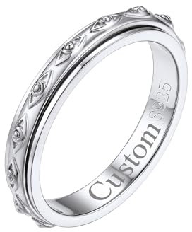 FOCALOOK Spinner Ring Herren Ring mit Namen Vintage Ring Silber 925 Damen Bandring 67mm Verlobungsring Breit 3,5MM Türkisches Auge Ring Männer Frauen Silber Schmuck