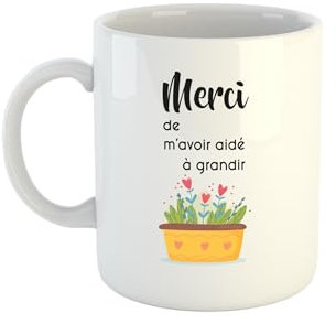 Kiribou Mug Maitresse Merci de m'avoir aidé à grandir – Cadeau École fin d’Année