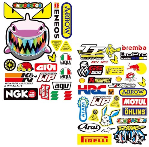 Motocross Aufkleber Moped Sticker, 2 Bilder Motorrad Aufkleber, Motocross Stickers Kit, Auto Tuning Aufkleber, Aufkleber Motocross, Für Motorrad Skateboard Auto Rollerhelm, mehrfarbig