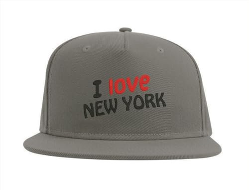 Lauthings I Love New York City USA Snapback Cap Fullcap Bestickte Mütze Grau, grau, Einheitsgröße