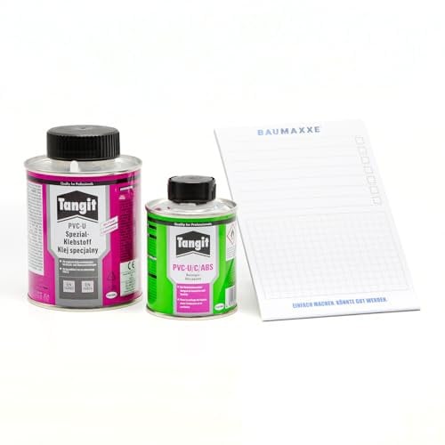 Tangit PVC-U PLUS Klebstoff 250g und PVC-U/C/ABS Reiniger 125 ml I Verkleben und reinigen von Druckrohrleitungssystemen I bm331