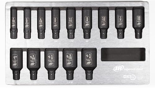 Ingersoll Rand 14-Piece DXS2 Drive Hex Deep SAE Imperial Impact Socket Set, Chrome-Molybdenum Steel