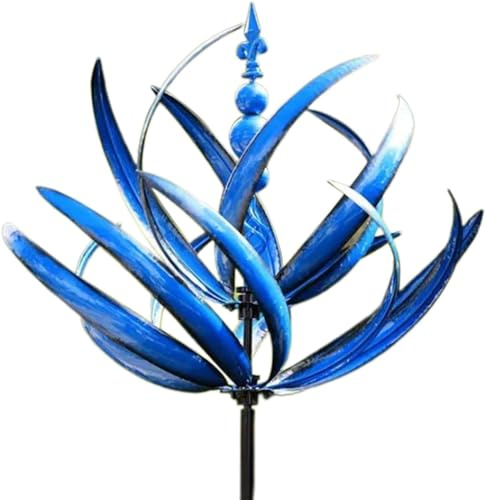 Metall Windrad 3D Windspiel Windmühle Für Garten, Wetterfest Und Standfest Metall Windspinner, Windspiel Aus M-etall Mit Besten Kugellagern, Für Garten Dekoration, Höhe 90 cm