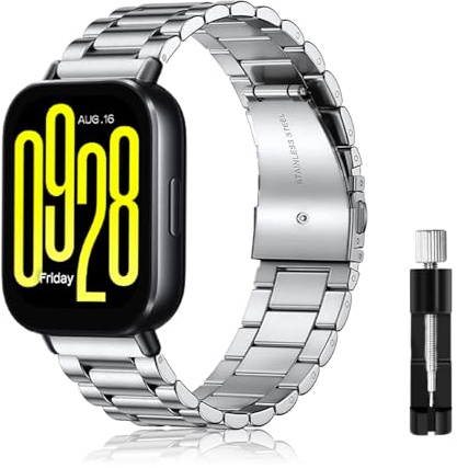 22mm Metal Strap for Xiaomi Watch S5 46mm/S4 47mm/S4 Sport/Mi Watch5 /2 | Stainless Steel Bracelet, Replacement Bands for Xiaomi Redmi Watch 5 Active/5 Lite - Silver