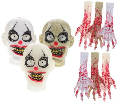 Hände Requisite aus Kunststoff, Gruselige Hand und Clownskopf, 1 Satz