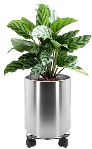 Longrun 25CM Edelstahl Zylindrische Blumentopf, Home Patio Dekor Gartenarbeit Pflanzgefäße Topf