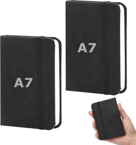 2 Stück Kleines Notizbuch Tagebuch,Taschennotizbuch,Notizbuch Klein,Mit Ledereinband Mini Notizbuch, Mit Gummizugverschluss,Pocket Notebook,Hardcover Notizbücher Für Schule, Arbeit (Schwarz)