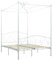 HEFZGDB Himmelbett-Gestell Weiß Metall 140 x 200 cm Jugendbett Bed Frame Familienbett Einzelbetten für Gästezimmer Schlafzimmer Herberge Wohnbereich