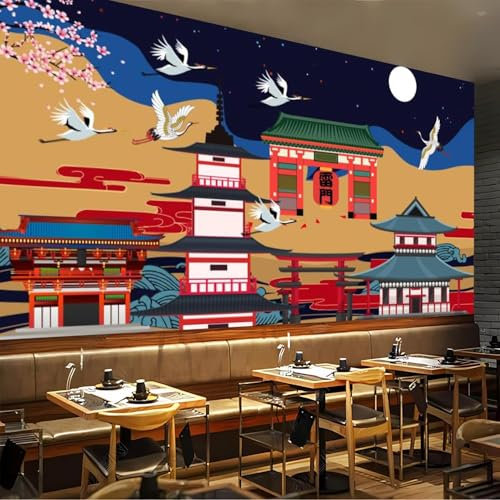 Luowenji Papier Peint Panoramique Style Japonais 450x315 cm 3D Papier Peint Intissé Style Japonais Photo Trompe l'oeil Poster Geant Mural Salon Chambre Enfant Chambre Décoration Murale a.4823