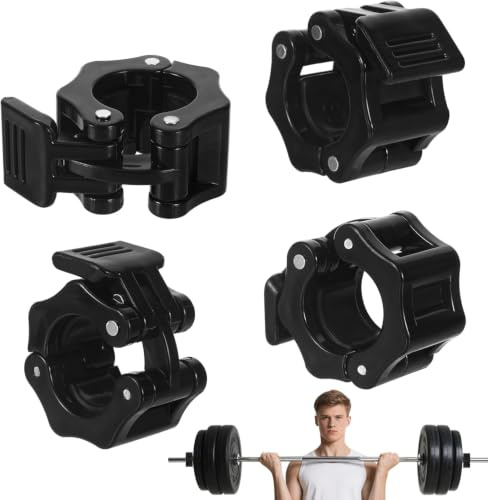 GooDengFull 4 Stück Langhantel Klemmen, Hantel Verschluss Schnellverschluss | für Workout Gewichtheben, Sicherer Halt an Stangen, Schnell Verriegelbar, Einfach Anzubringen
