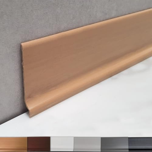 MadeInNature, Battiscopa flessibile in PVC di alta qualità, bianco, grigio chiaro, grigio scuro, nero, altezza 70 mm, lunghezza a scelta (rovere chiaro, 14 ml)
