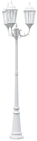 vidaXL 3er Set Gartenlampen mit 235 cm hohen Masten – Weiße Aluminium Traditionslaternen für die Außenbeleuchtung, Gehwege und Landschaft. Wetterfest und dekorativ.