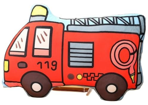 KUKUShining Auto Plüschtier, Kawaii Polizeiauto Gefülltes Kissen Taxi Süßes Feuerwehrauto Weiches Kissen Plüsch Spielzeug Geschenke Für Kinder(Fire Truck)