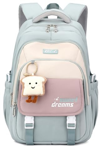 Schulrucksack Mädchen 2-10 Klasse,32L Kinderrucksack Mädchen Leicht | Atmungsaktives Rückenpolster | Gepolsterte Schultergurte | Brustgurt,Schulranzen Kinder Schule Rucksack Teenager Himmelblau