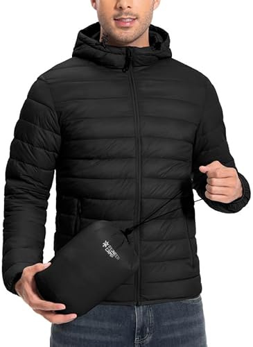 Winterjacke Herren Verpackbar Outdoor Daunenjacken Hooded Jacket Herbst Wasserdicht Puffer Jacke Mit 6 Taschen for Running Travel