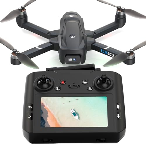 Tolatoyus TL16LCD 4K Drohne mit Kamera Bürstenloser Motor GPS Automatische Rückkehr SD-Karte nutzbar RC Quadrocopter für Anfänger Kopfmodus Verstellbare Geschwindigkeit Wiederaufladbare Fernbedienung