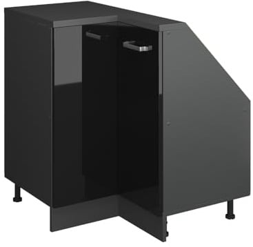 Vicco Mobile cucina angolare per sottotetto R-Line, Nero lucido, 75.6 cm con 1 porta