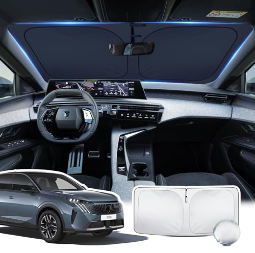 LANGBEAN Parasol Plegable Parabrisas Delantero para Peugeot 3008 2024-2026 | Para Sol Coche Bloquea Rayos UV & Calor, Cubierta del Volante, Protector Visor Solar, Accesorios Verano [Actualizado]
