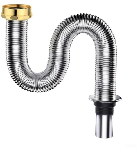 Siphon für Bad & Küche, Edelstahl, flexibel, geruchsdicht, hitzebeständig, 100/120/150 cm (120 cm)