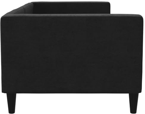 Fecpoo Black Fabric Daybed, 80x200cm | 2-in-1 sofa & guest bed, foam-padded back & armrests, sturdy wood & metal frame, mattress not incl.