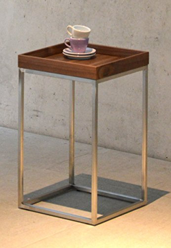 Jan Kurtz Beistelltisch/Tabletttisch Pino-Gestell Edelstahl Höhe 55 cm (Aufsatz Eiche wengefarben gebeizt)